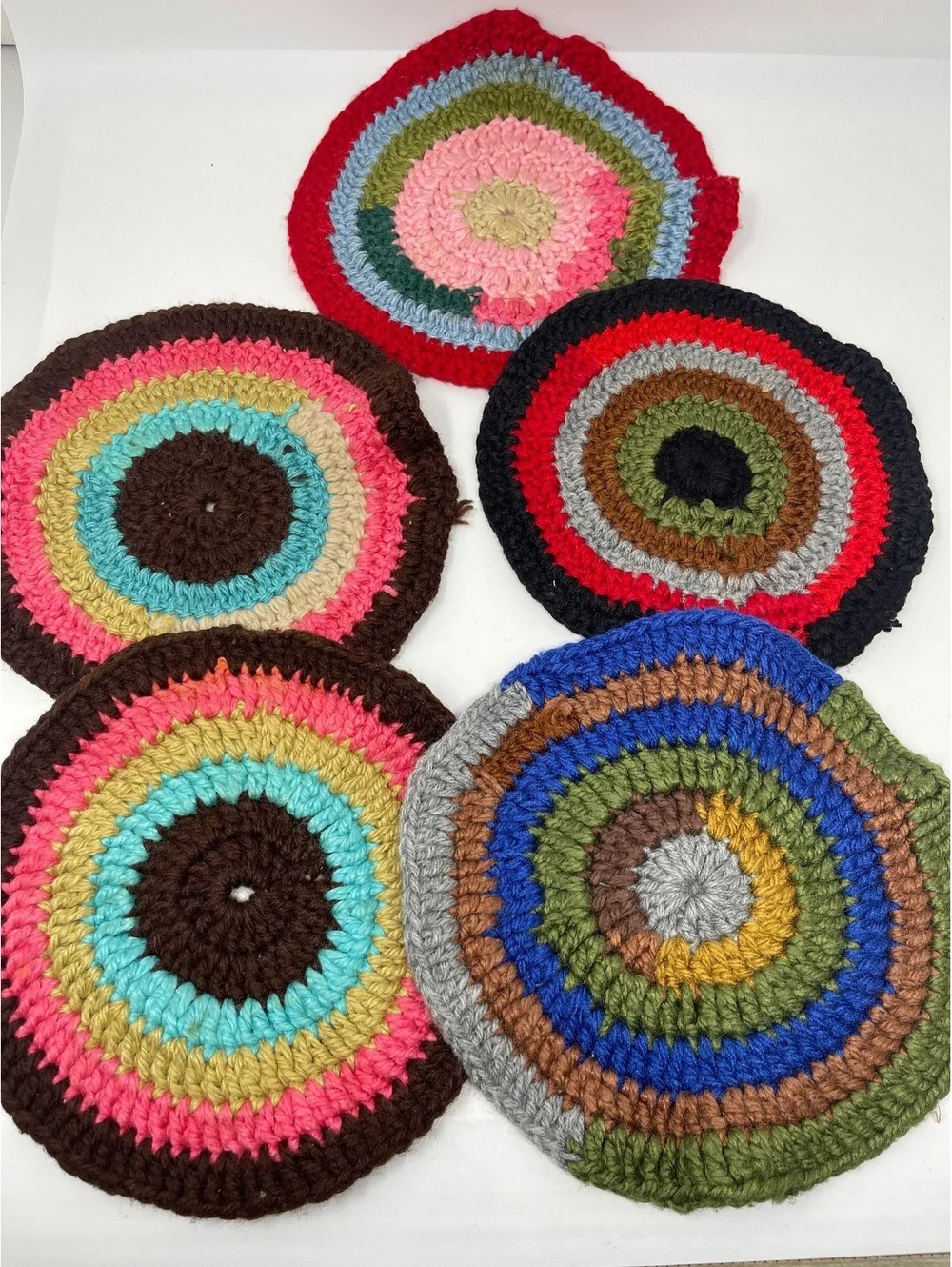 Vintage Pot Holders Handmade 1940’s 1960 Used Lot Of 14 Seashells Roses Knit